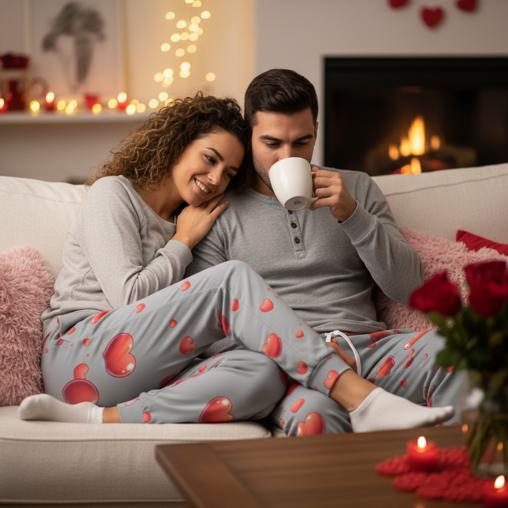 Red Hearts Light Gray Joggers