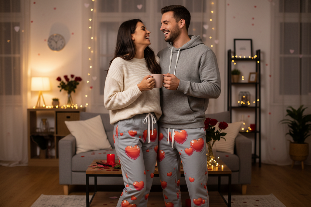 Red Hearts Light Gray Joggers