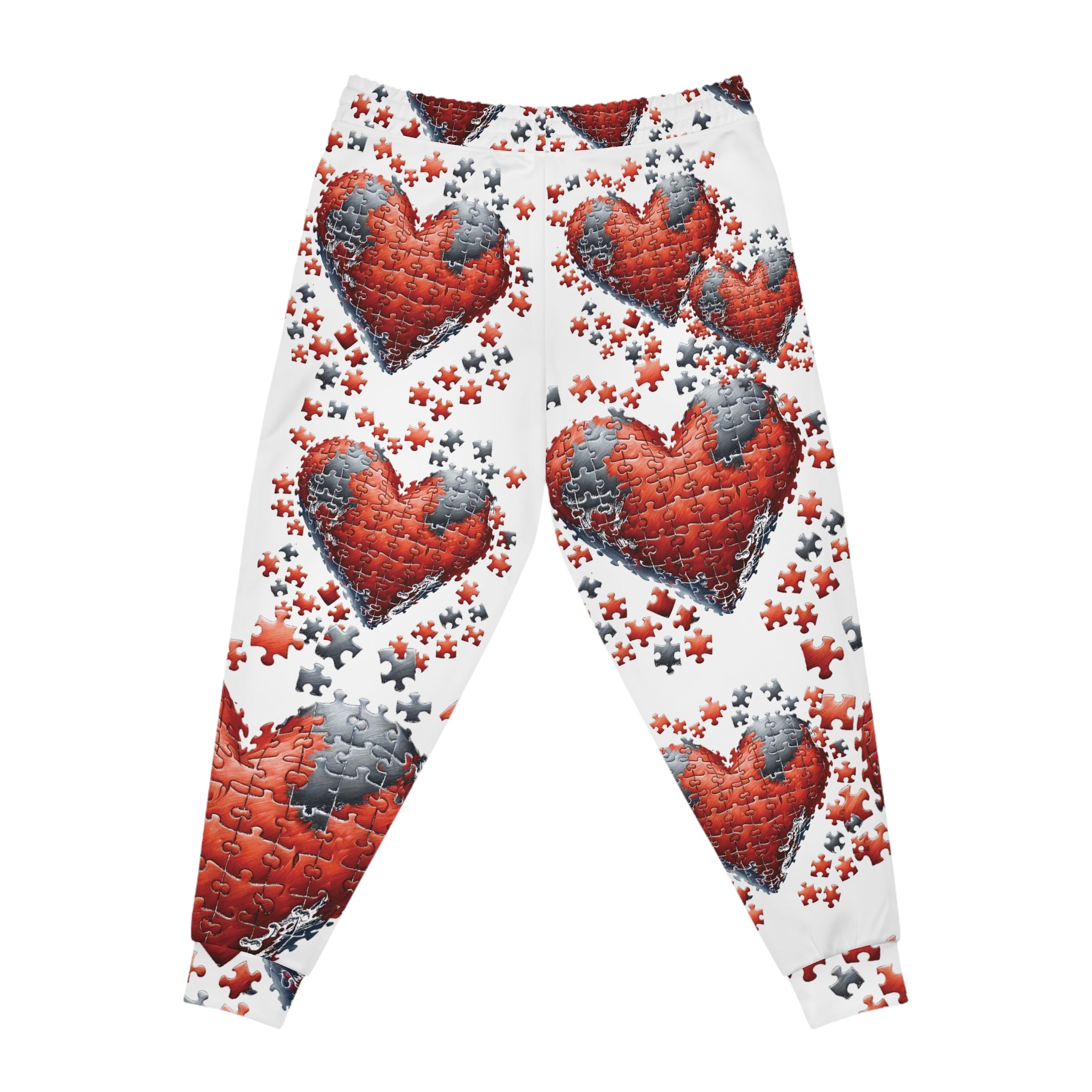 Puzzle Of Hearts White Joggers