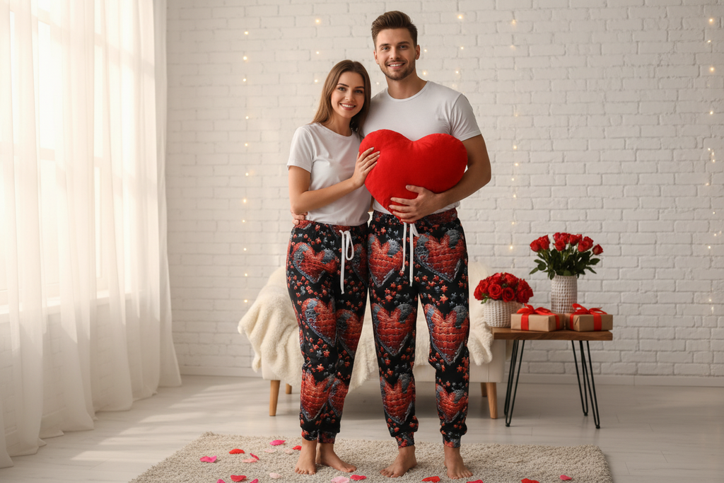 Puzzle Of Hearts Black Joggers