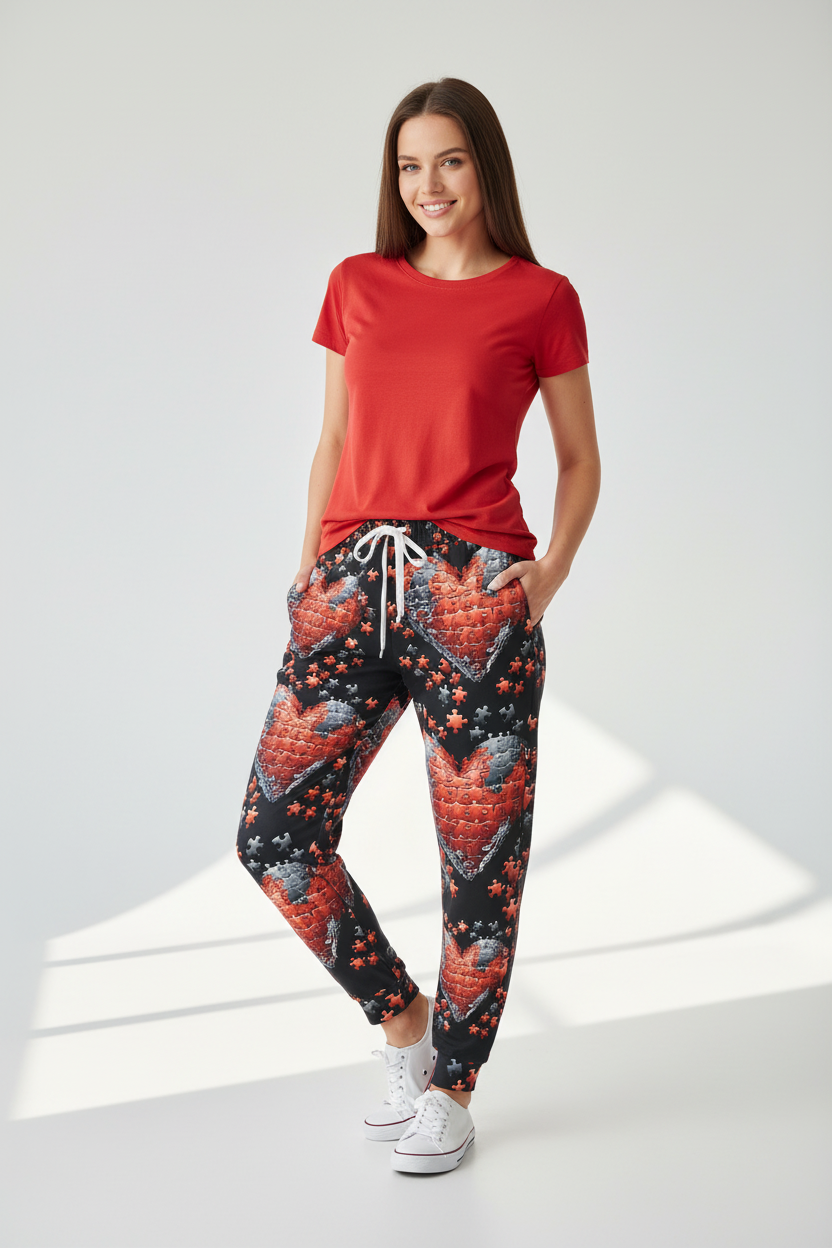 Puzzle Of Hearts Black Joggers