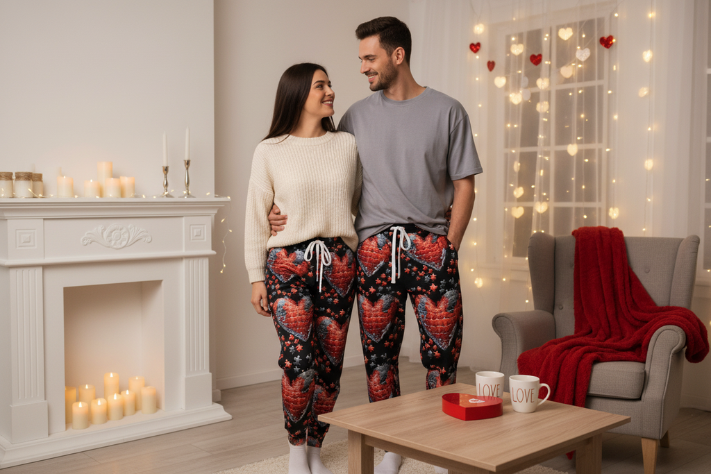 Puzzle Of Hearts Black Joggers