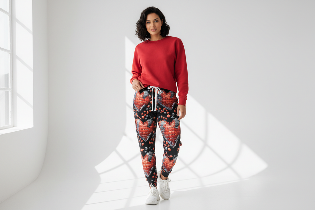 Puzzle Of Hearts Black Joggers