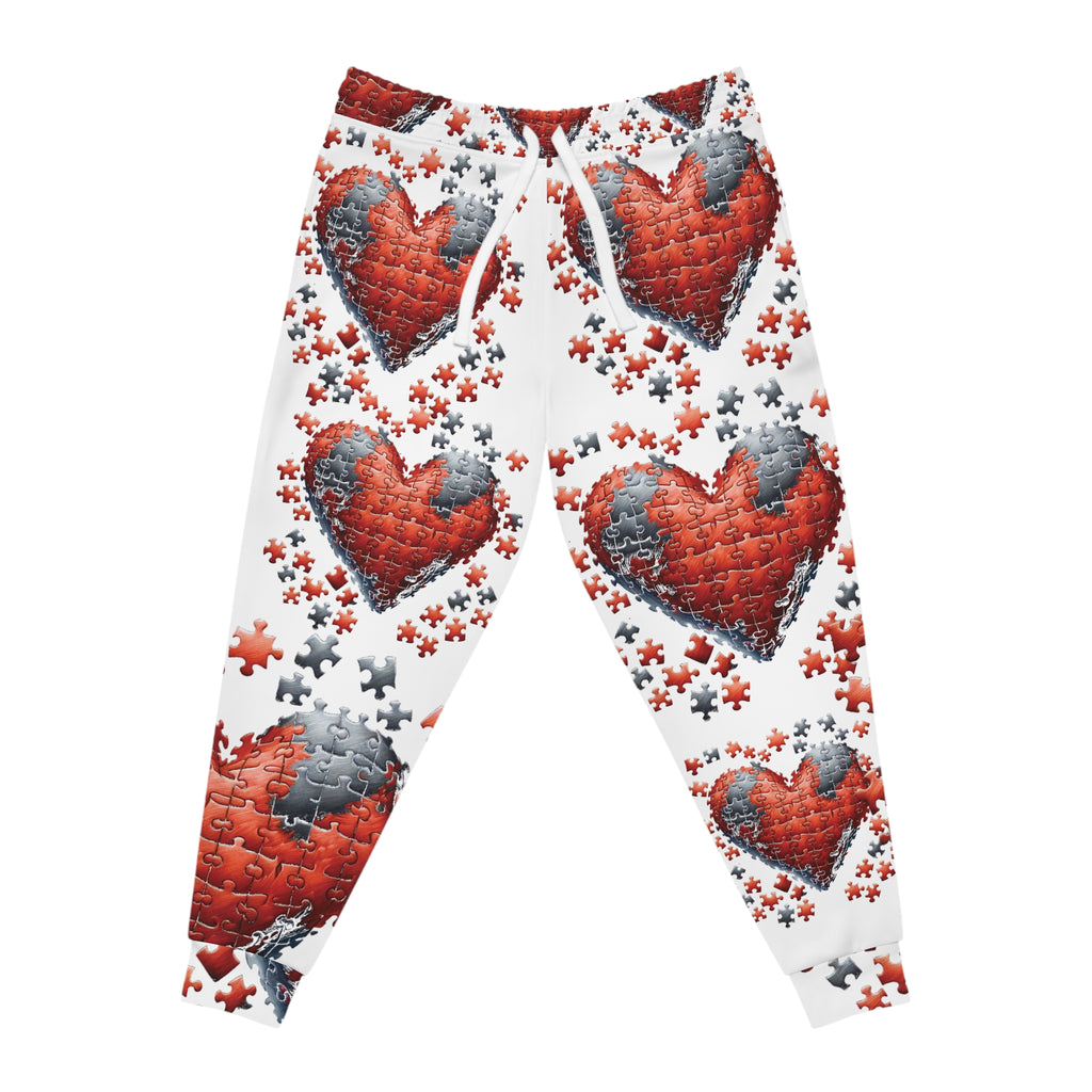 Puzzle Of Hearts White Joggers