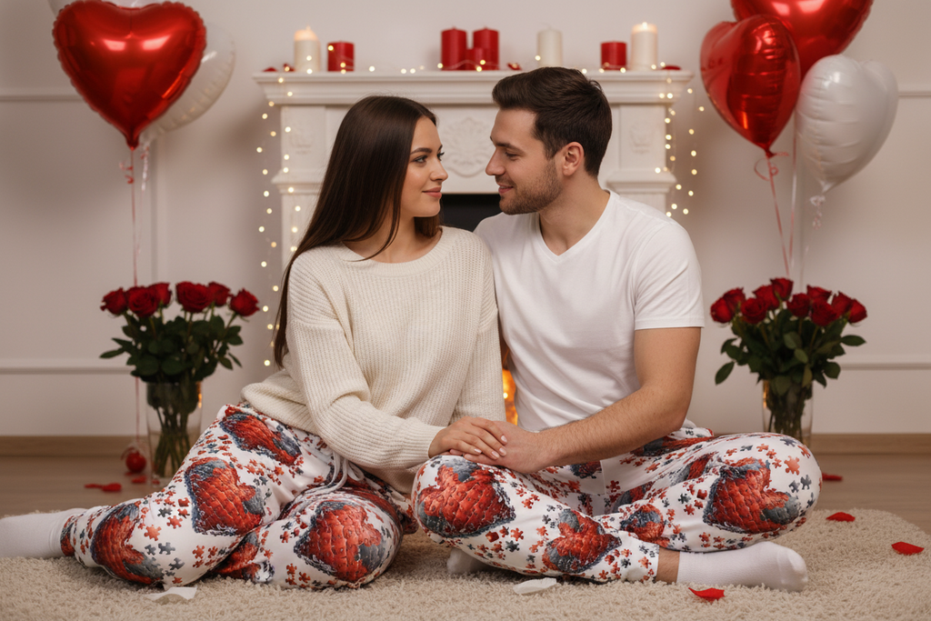 Puzzle Of Hearts White Joggers