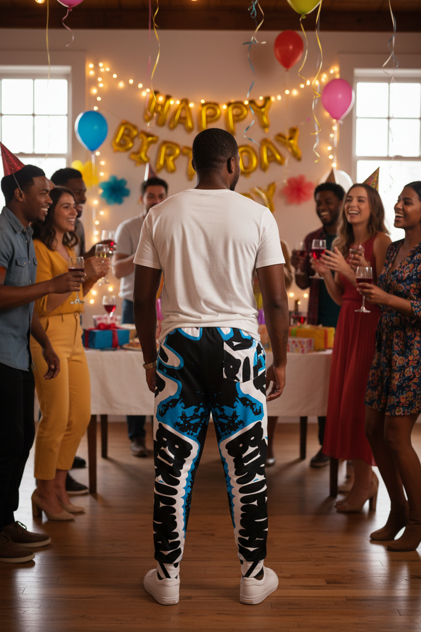 Black Happy Birthday Joggers