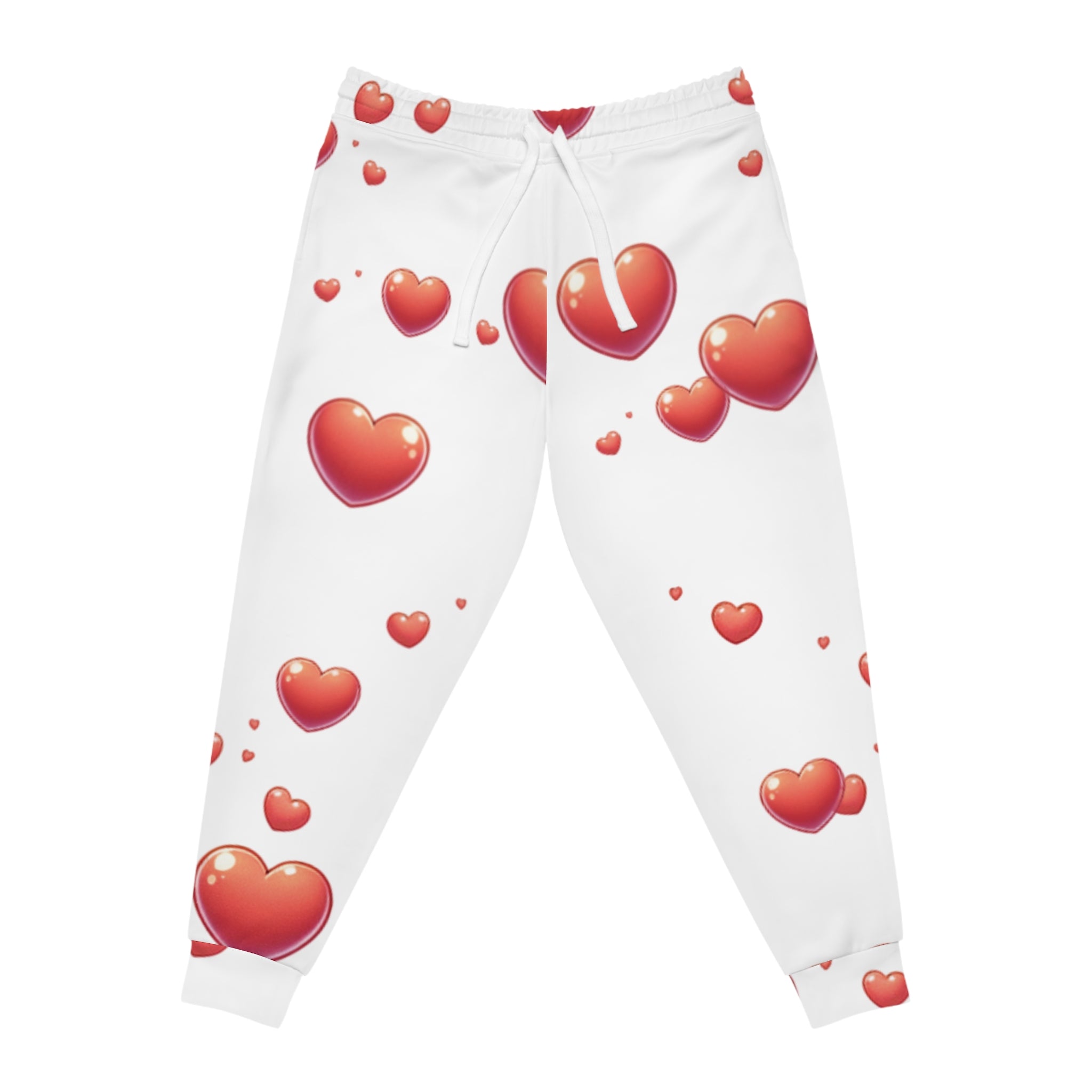 Red Hearts White Joggers